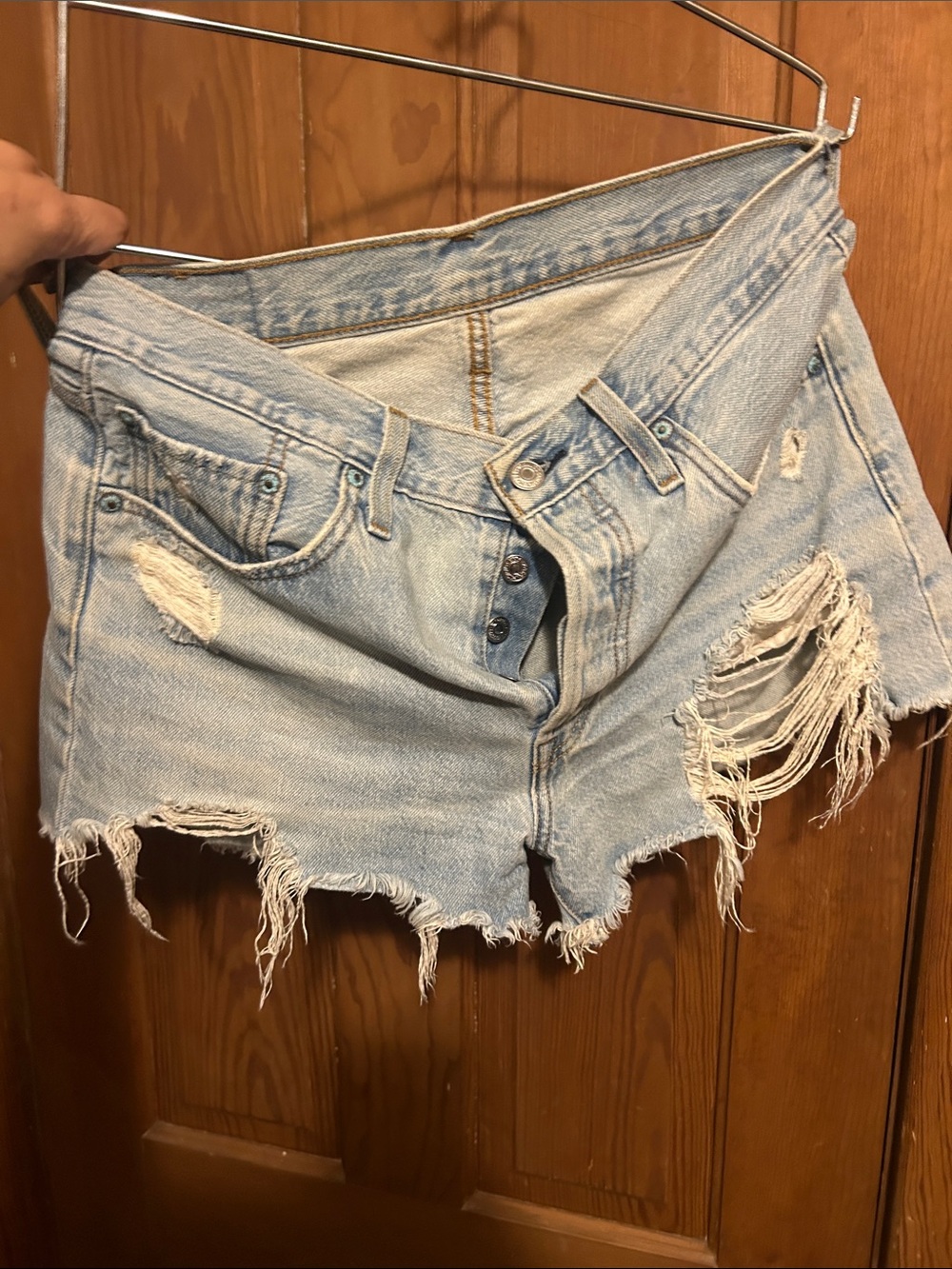 Levi's Light Blue Distressed Cutoff Denim Shorts
